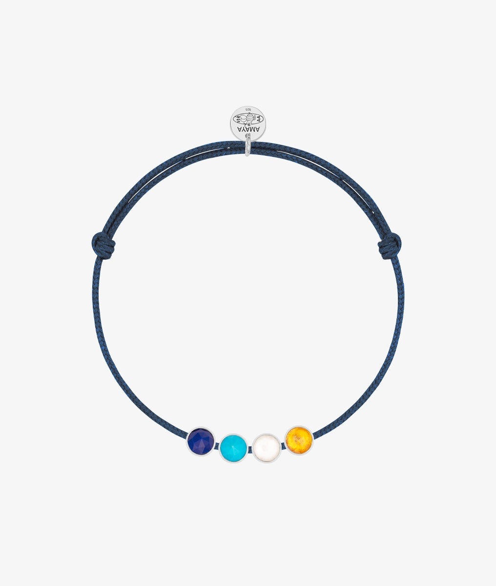 Bracelet cordon quadruple pierre de naissance Argent 925 - 2