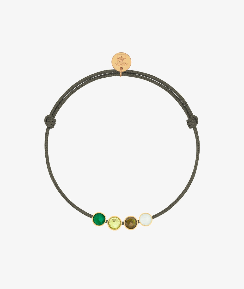 Bracelet cordon quadruple pierre de naissance Plaqué or - 2