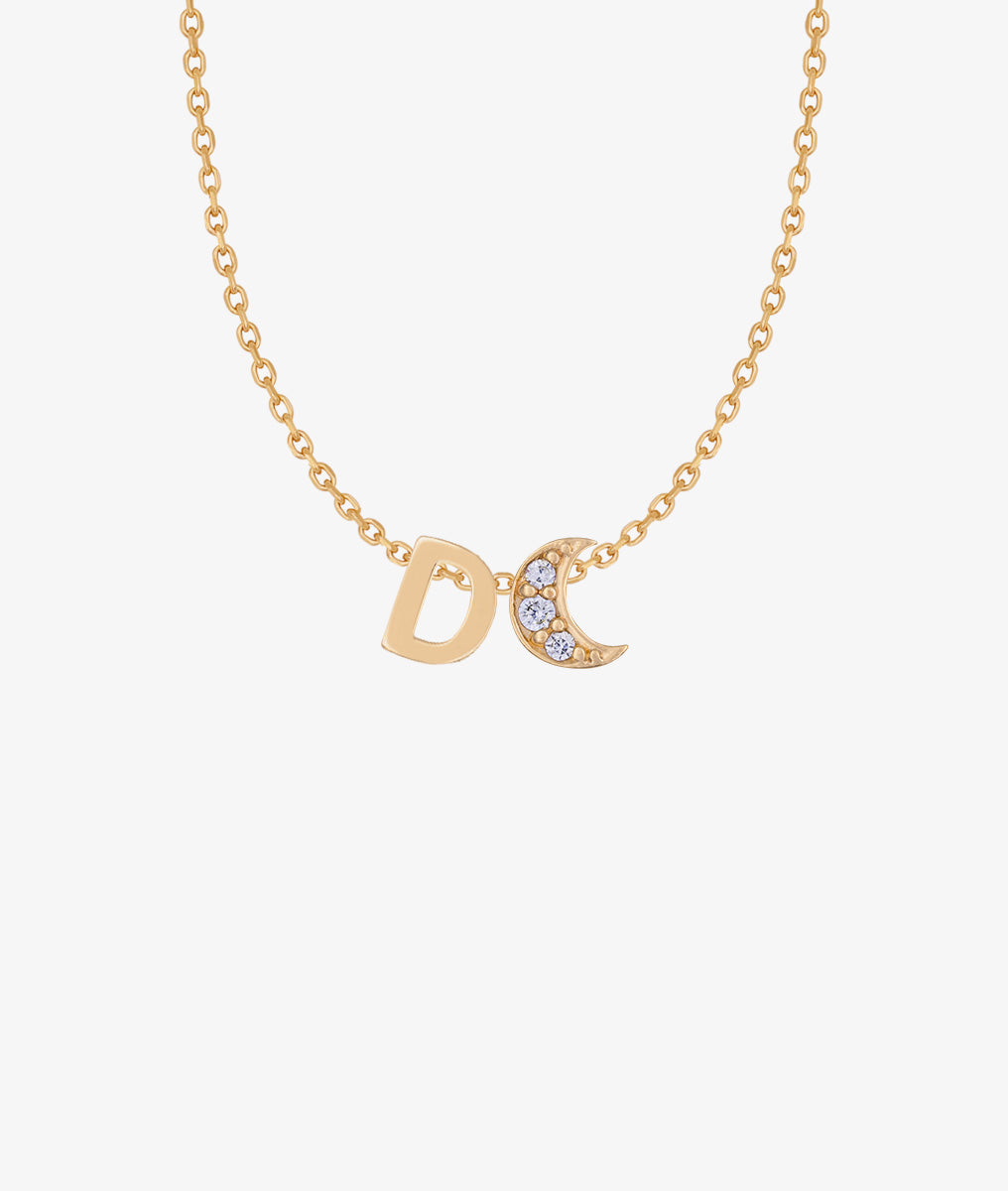 Collier chaîne charm symbole et initiale Plaqué or - 2
