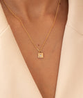 Collier chaîne et médaille cadenas goutte Plaqué or - 1