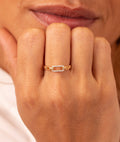 Bague rectangles entrelacés et zircons Plaqué or - 1