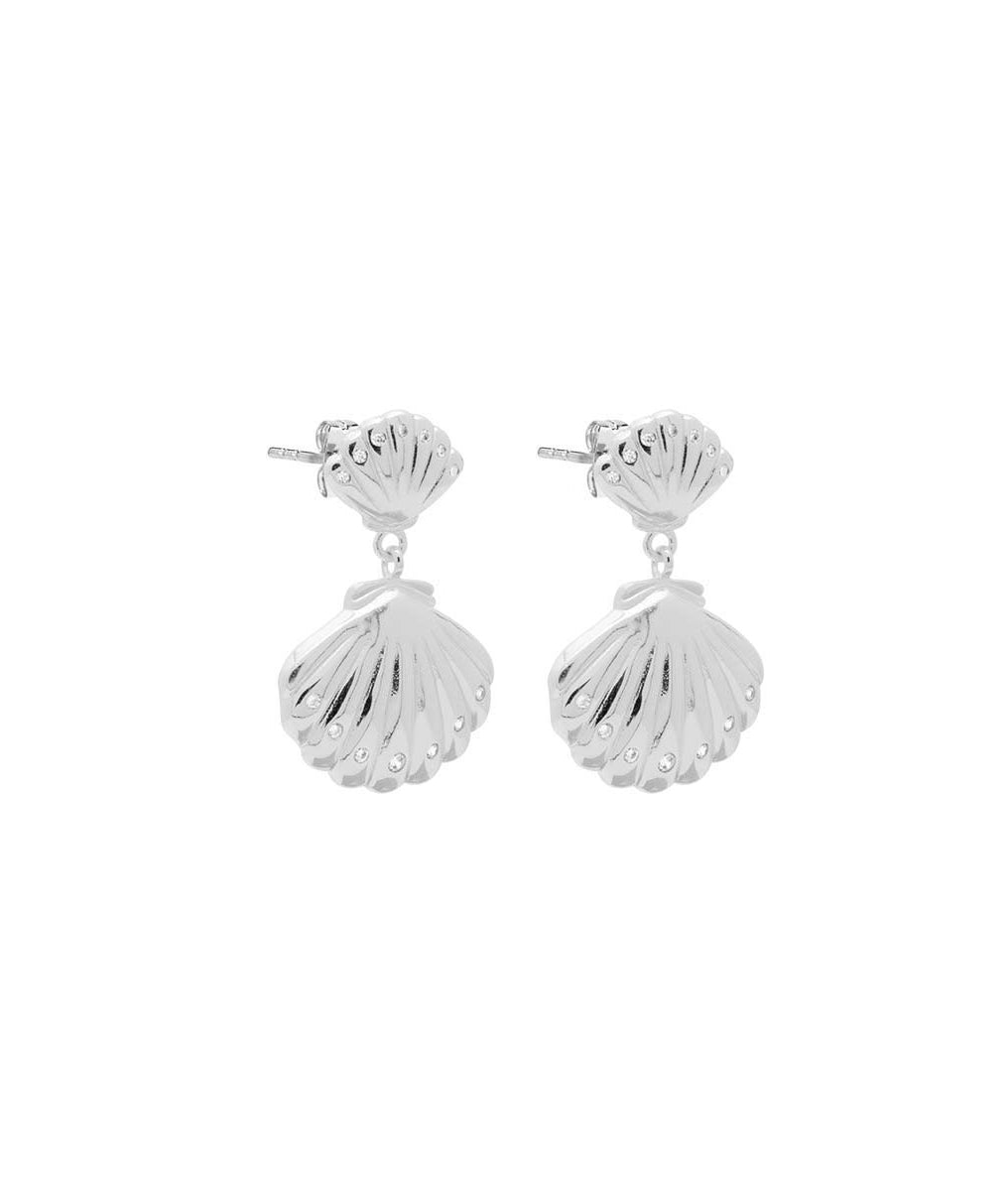 Boucles d'oreilles pendantes coquillages zircons Argent 925 - 2