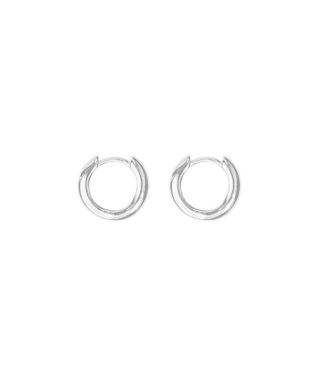 Boucles d'oreilles petites créoles lisses Argent 925 - 2