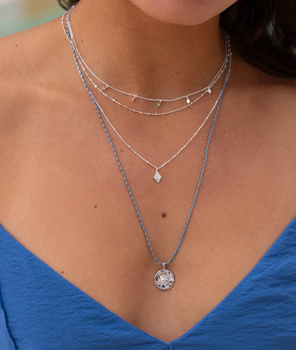 Collier chaîne double rang losanges Argent 925 - 2