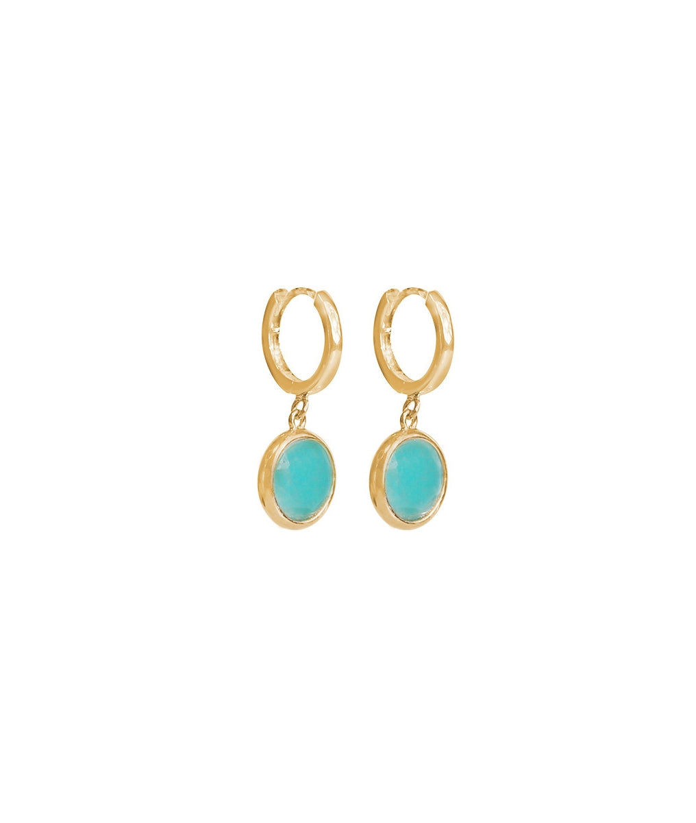 Boucles d'oreilles créoles et Amazonite Plaqué or - 2