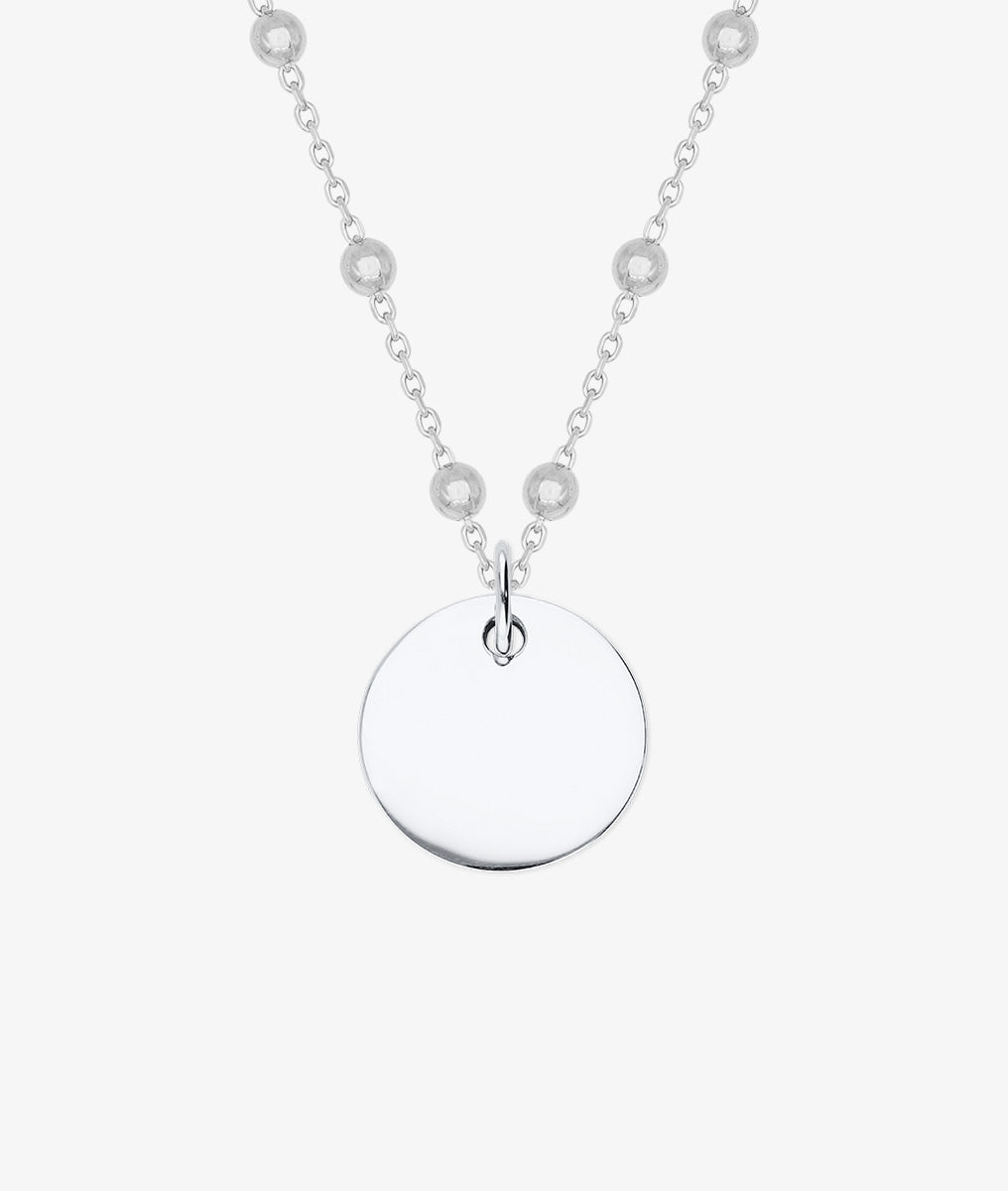 Collier chaîne perlée et médaille Argent 925 - 2