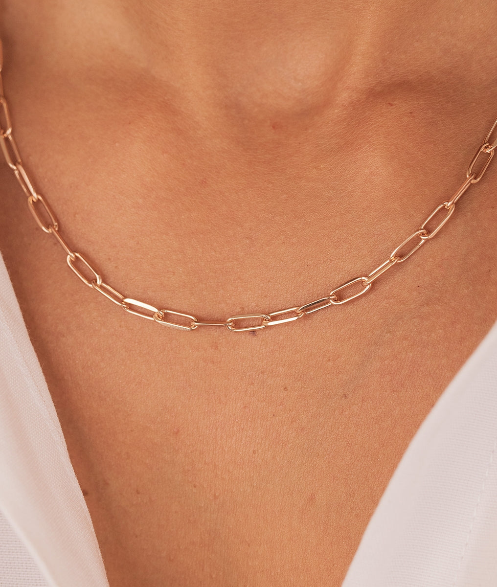 Collier chaîne grands maillons épais Plaqué or rose - 1