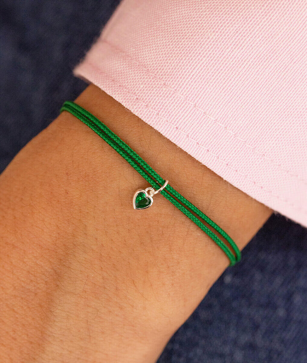 Bracelet cordon et petit coeur zircon Argent 925 - 1