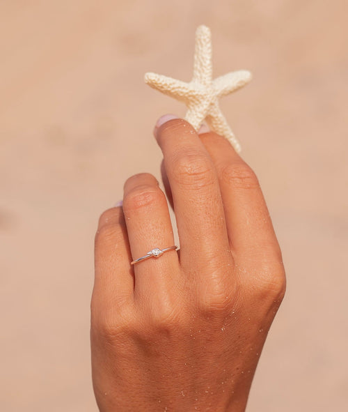 Bague fine coquillage zircon Argent 925 - 1