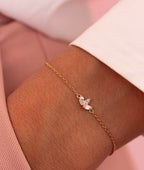 Bracelet chaîne trois pétales de zircons Plaqué or - 1