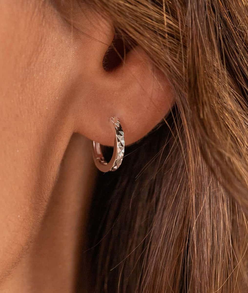 Boucles d'oreilles créoles facettées Argent 925 - 1