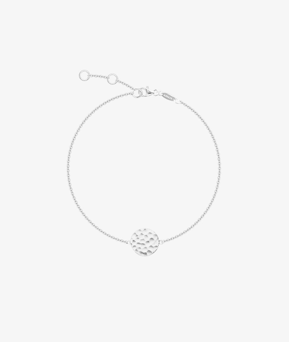 Bracelet chaînette pastille martelée Argent 925 - 2