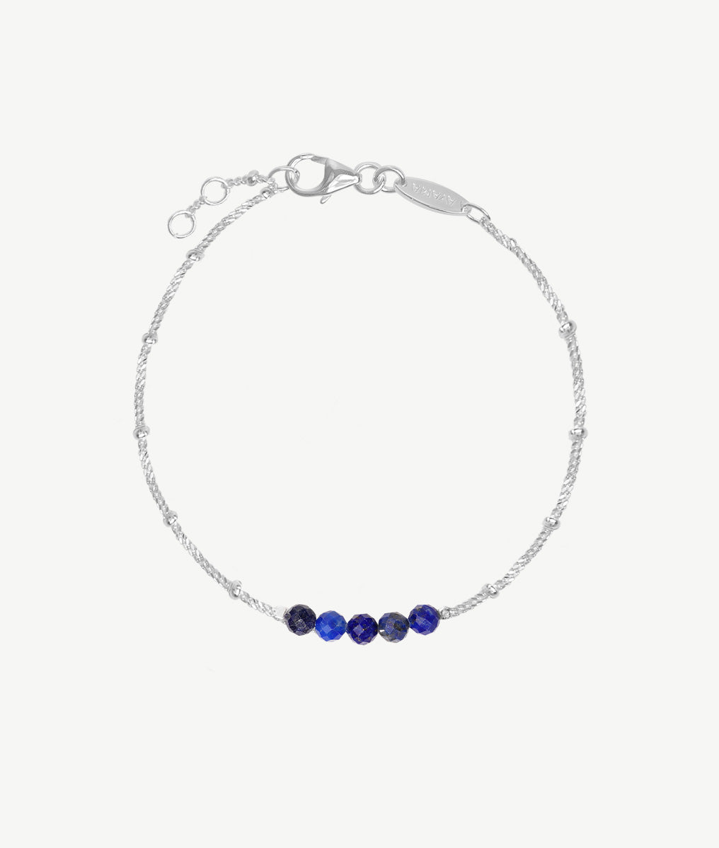 Bracelet chaîne et barrette de Lapis Lazuli Argent 925 - 2