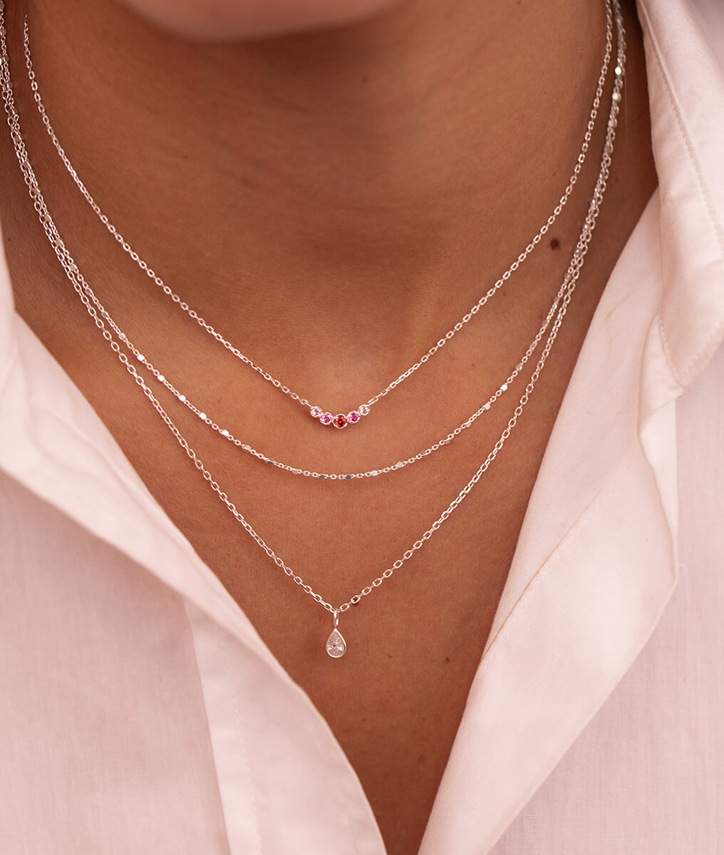 Collier chaîne barrette de zircons dégradés Argent 925 - 2