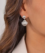 Boucles d'oreilles pendantes coquillages zircons Argent 925 - 1