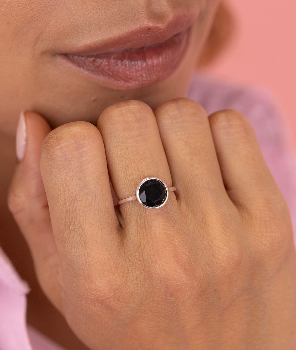 Bague pastille Onyx Argent 925 - 1