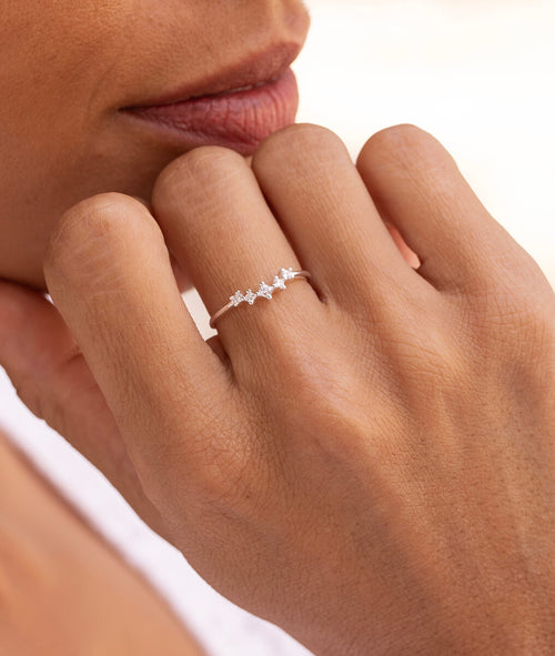 Bague fine 5 zircons Argent 925 - 1