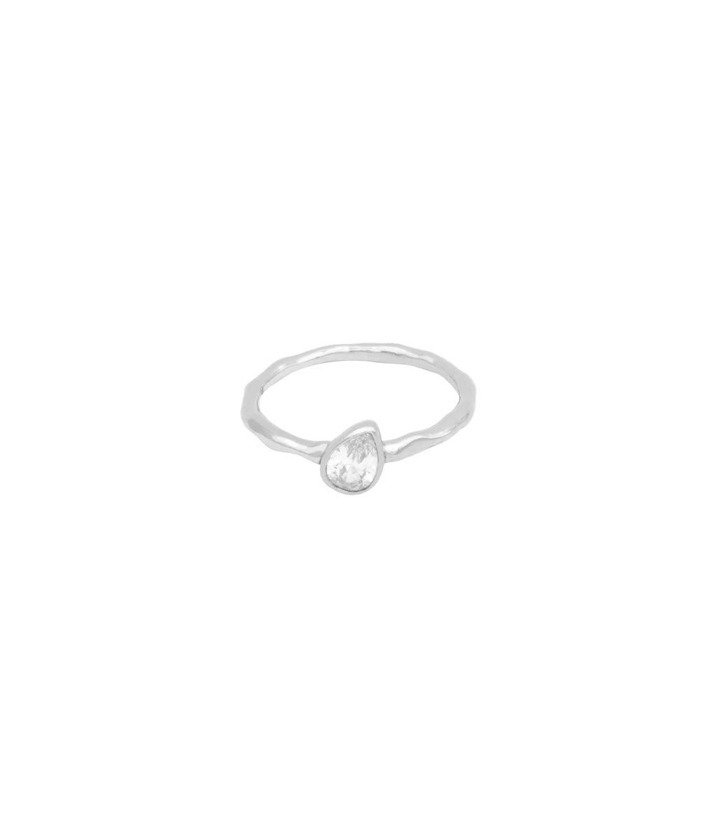 Bague fine goutte zircon Argent 925 - 2