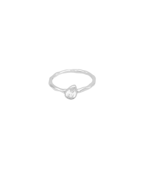 Bague fine goutte zircon Argent 925 - 2