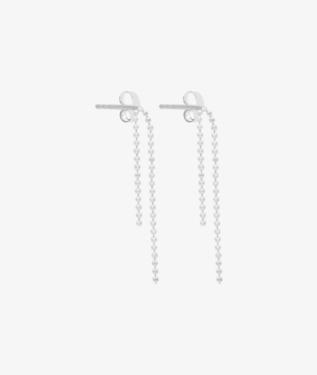 Boucles d'oreilles puces chaînes facettées Argent 925 - 2