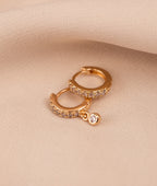 Duo de paires de boucles d'oreilles créoles zircons Plaqué or - 2