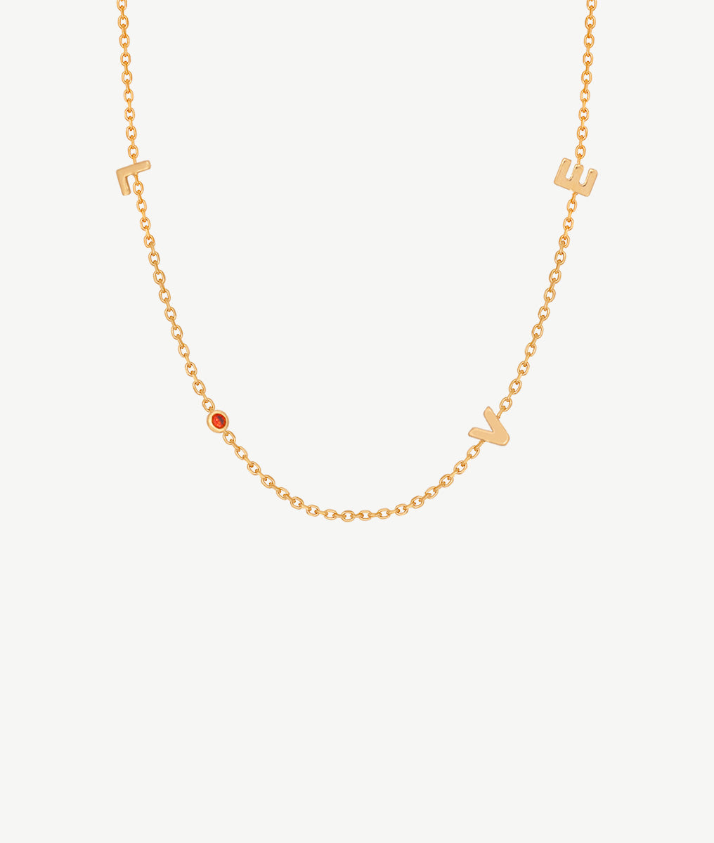 Collier chaîne Love zircon rouge Plaqué or - 2