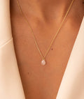 Collier chaîne et Quartz rose suspendu Plaqué or - 1