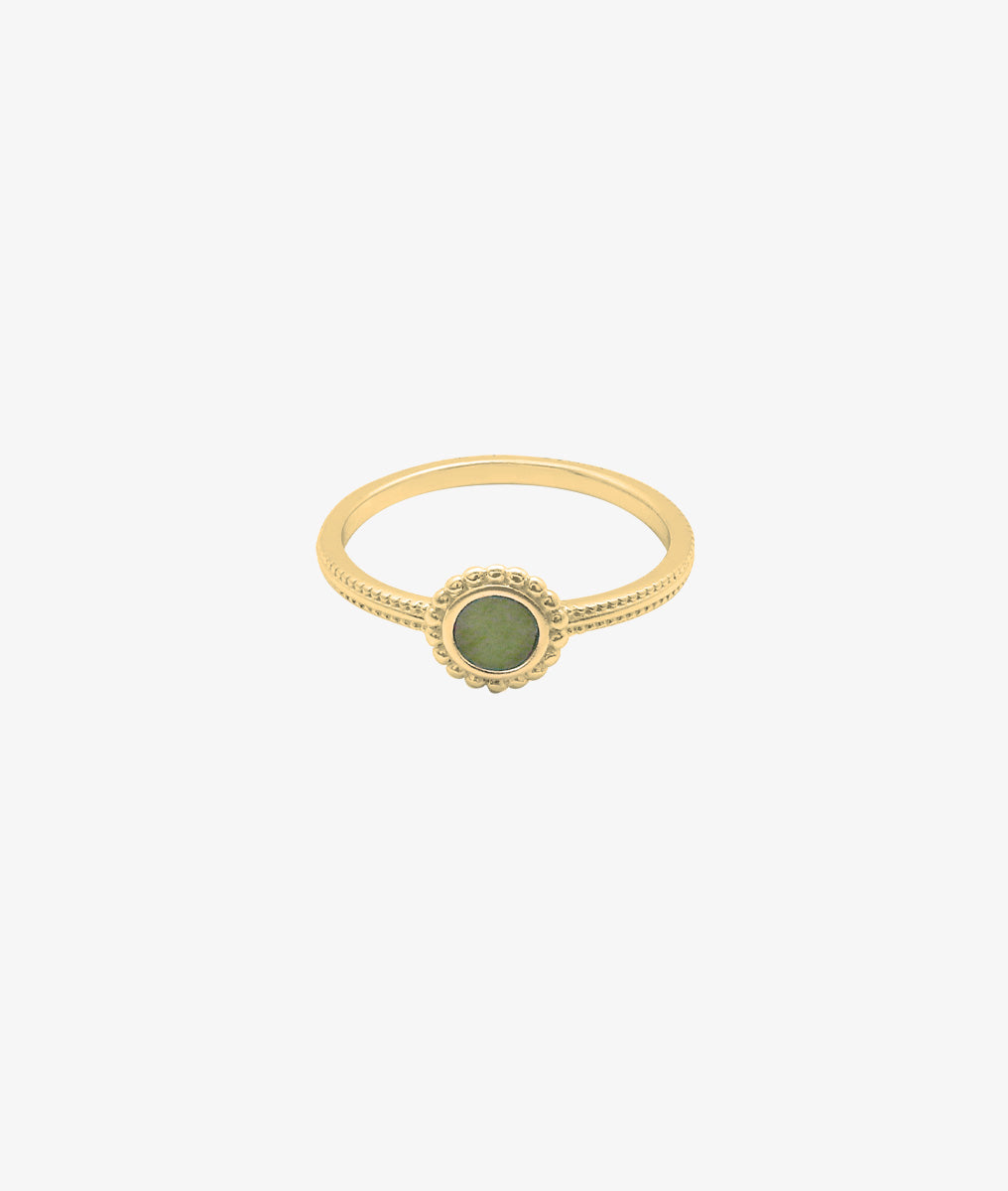 Bague pastille perlée Aventurine Plaqué or - 2