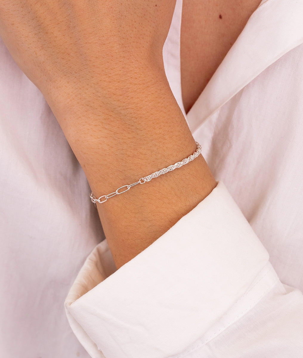 Bracelet grands maillons et chaîne torsadée Argent 925 - 1