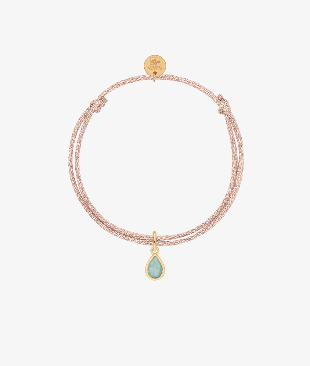 Bracelet cordon scintillant pendentif goutte Amazonite Plaqué or - 2