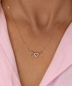 Collier chaîne charm symbole et initiale Plaqué or - 1