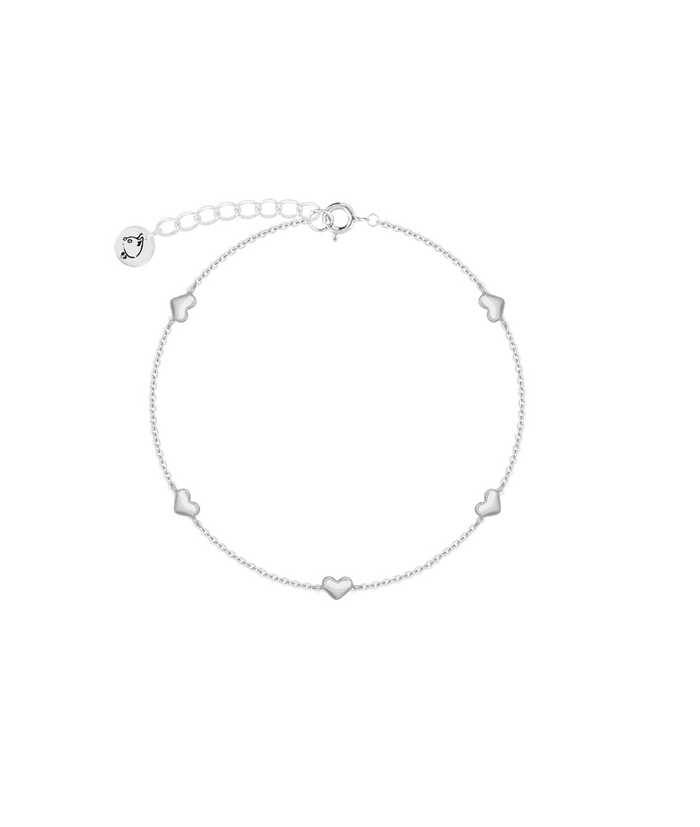 Bracelet chaînette mini coeurs bombés Argent 925 - 2