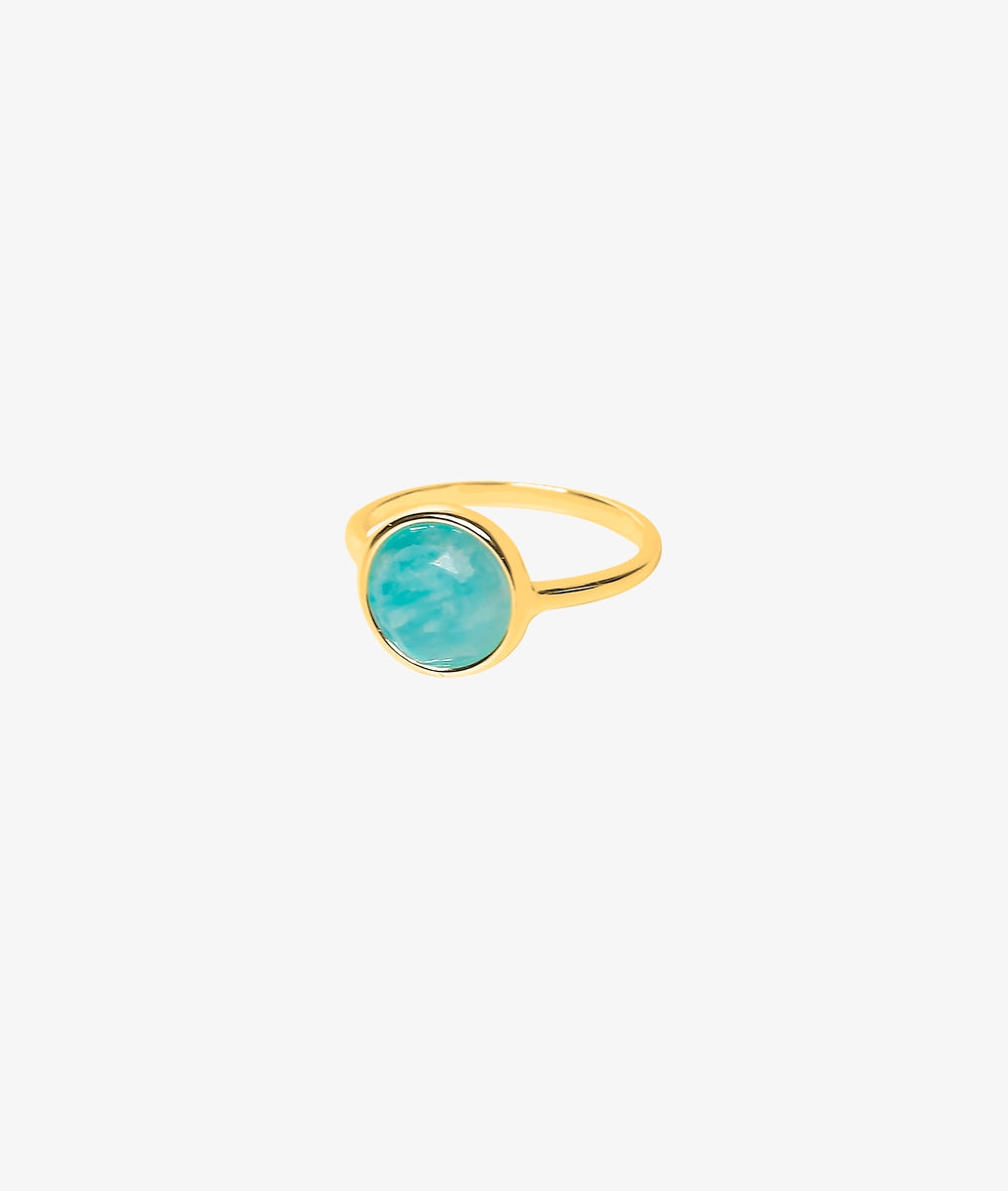 Bague pastille Amazonite Plaqué or - 2