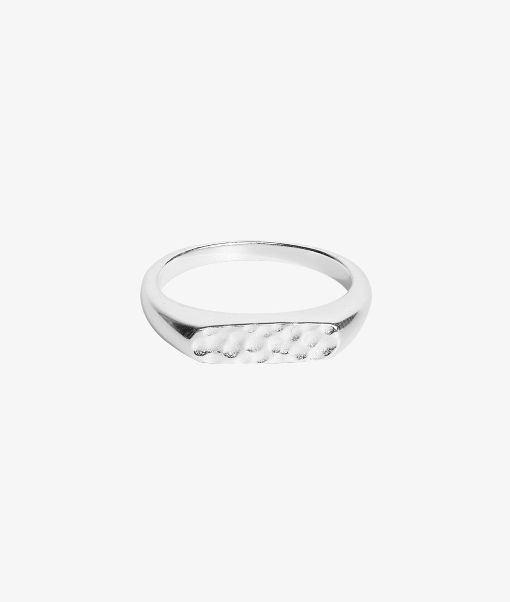 Bague chevalière rectangulaire martelée Argent 925 - 2