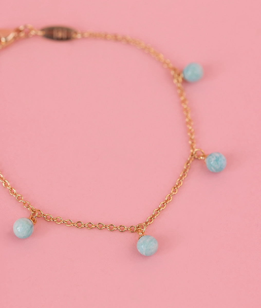 Bracelet chaîne et perles Amazonite Plaqué or - 1
