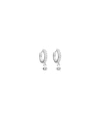 Boucles d'oreilles créoles zircons et pendentif zircon Argent 925 - 2