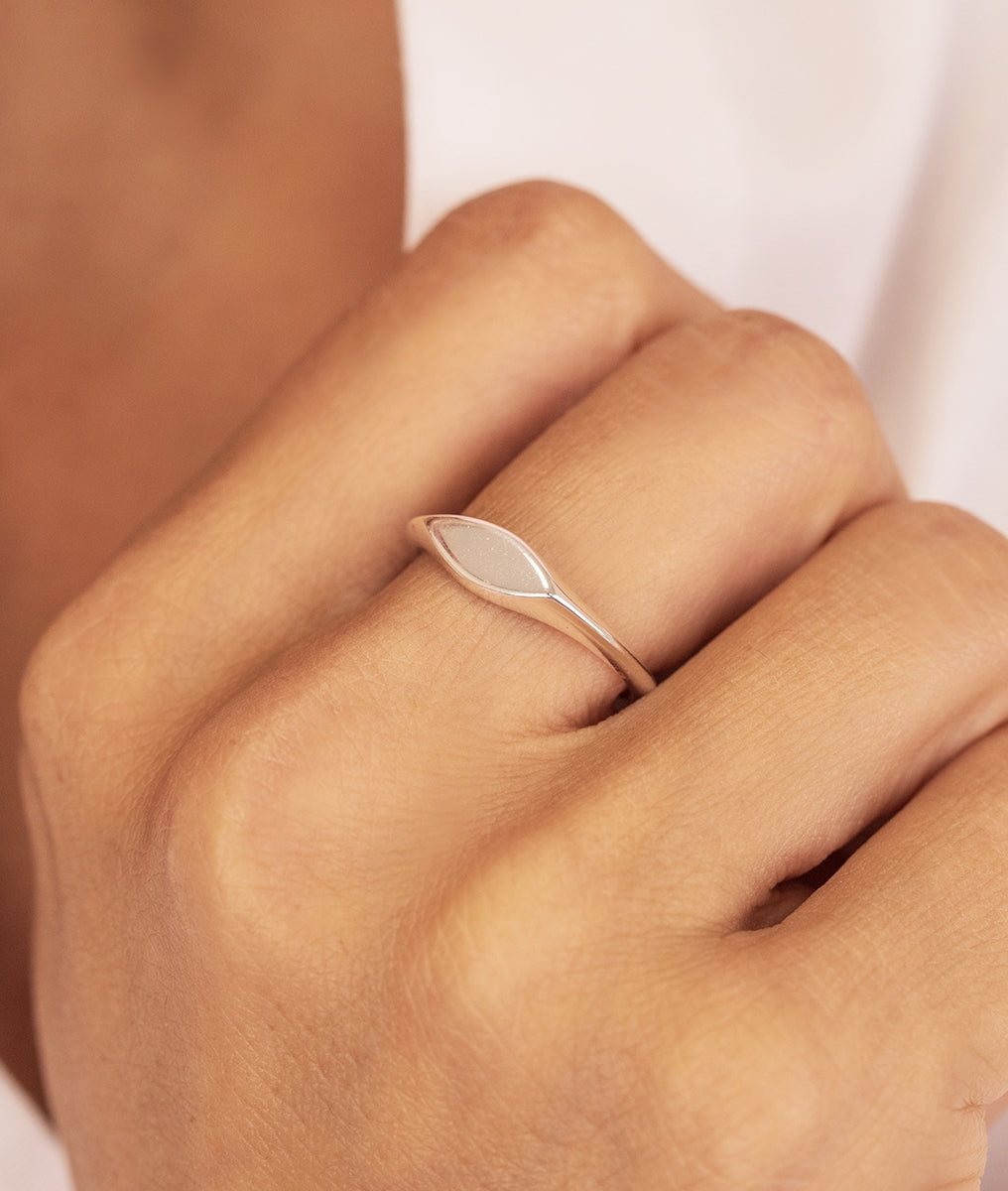 Bague fine chevalière ovale Argent 925 - 1