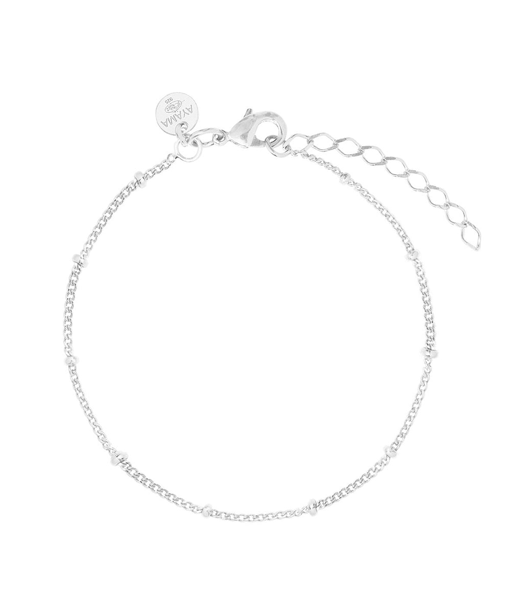 Bracelet chaîne maille plate perlée Argent 925 - 2