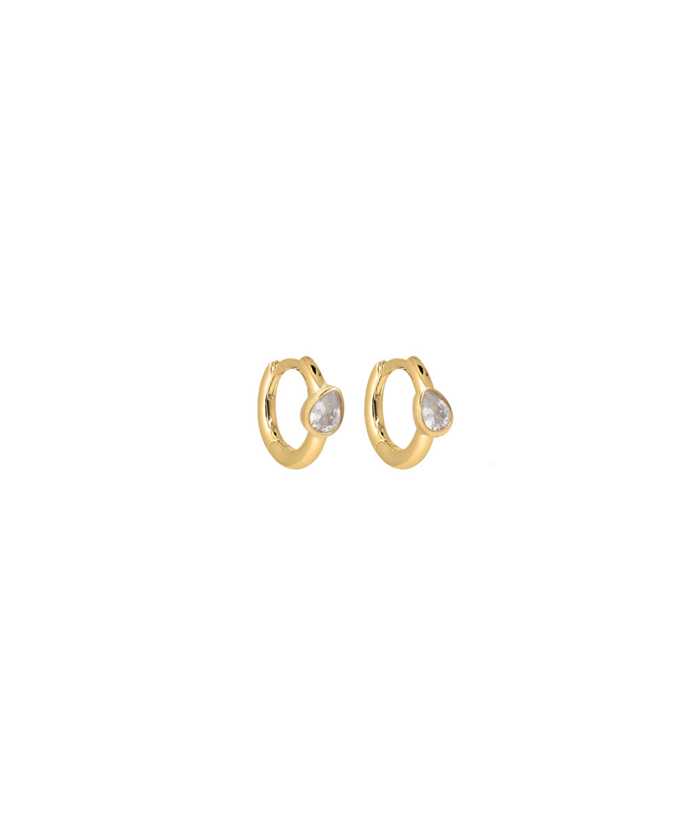 Boucles d'oreilles créoles goutte zircon Plaqué or - 2
