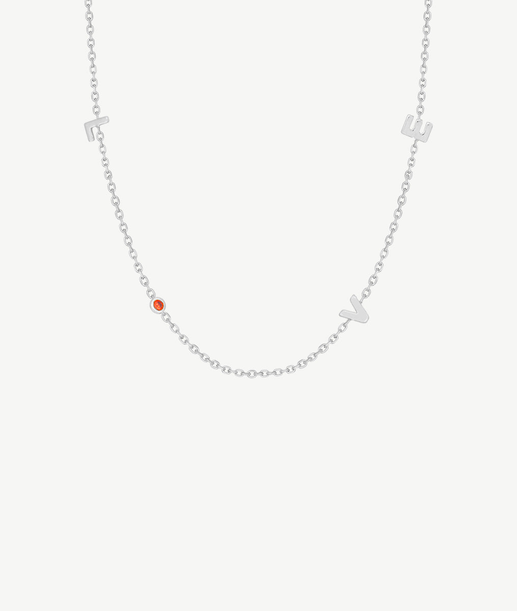 Collier chaîne Love zircon rouge Argent 925 - 2