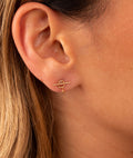 Boucles d'oreilles puces fermoir et pendentif Plaqué or - 1