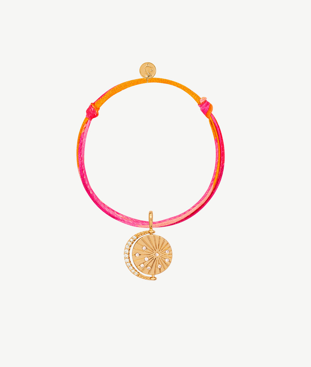 Bracelet liberty et médaille Céleste astres et zircons Plaqué or - 2