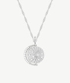 Collier chaîne torsadée médaille Céleste astres et zircons Argent 925 - 2