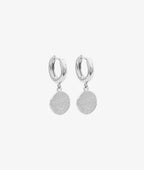 Boucles d'oreilles créoles et pastille texturée Argent 925 - 2