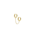Boucle d'oreille double créoles texturées et chaîne [à l'unité] Plaqué or - 2