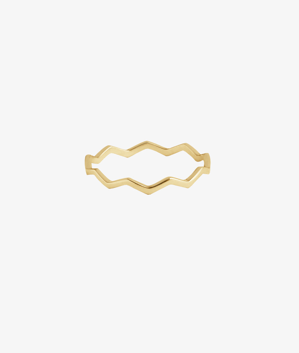 Bague fine zig zag Plaqué or - 2