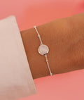 Bracelet chaîne perlée pastille Pierre de Lune Argent 925 - 1