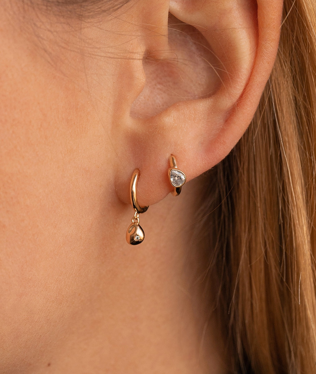 Duo de paires de boucles d'oreilles créoles gouttes Plaqué or - 1