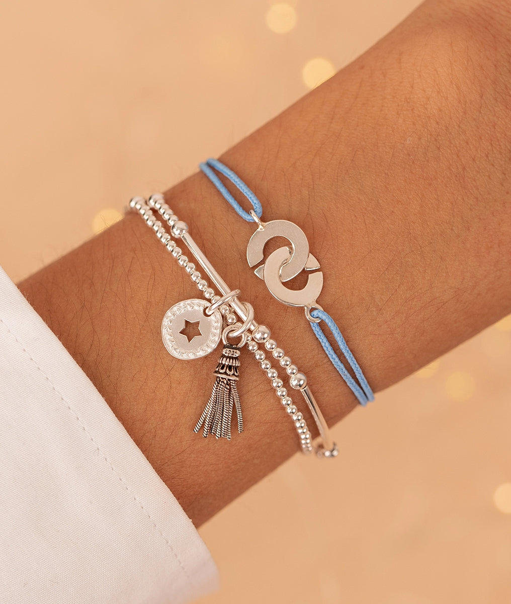 Duo anneaux entrelacés et perles Argent 925 - 1