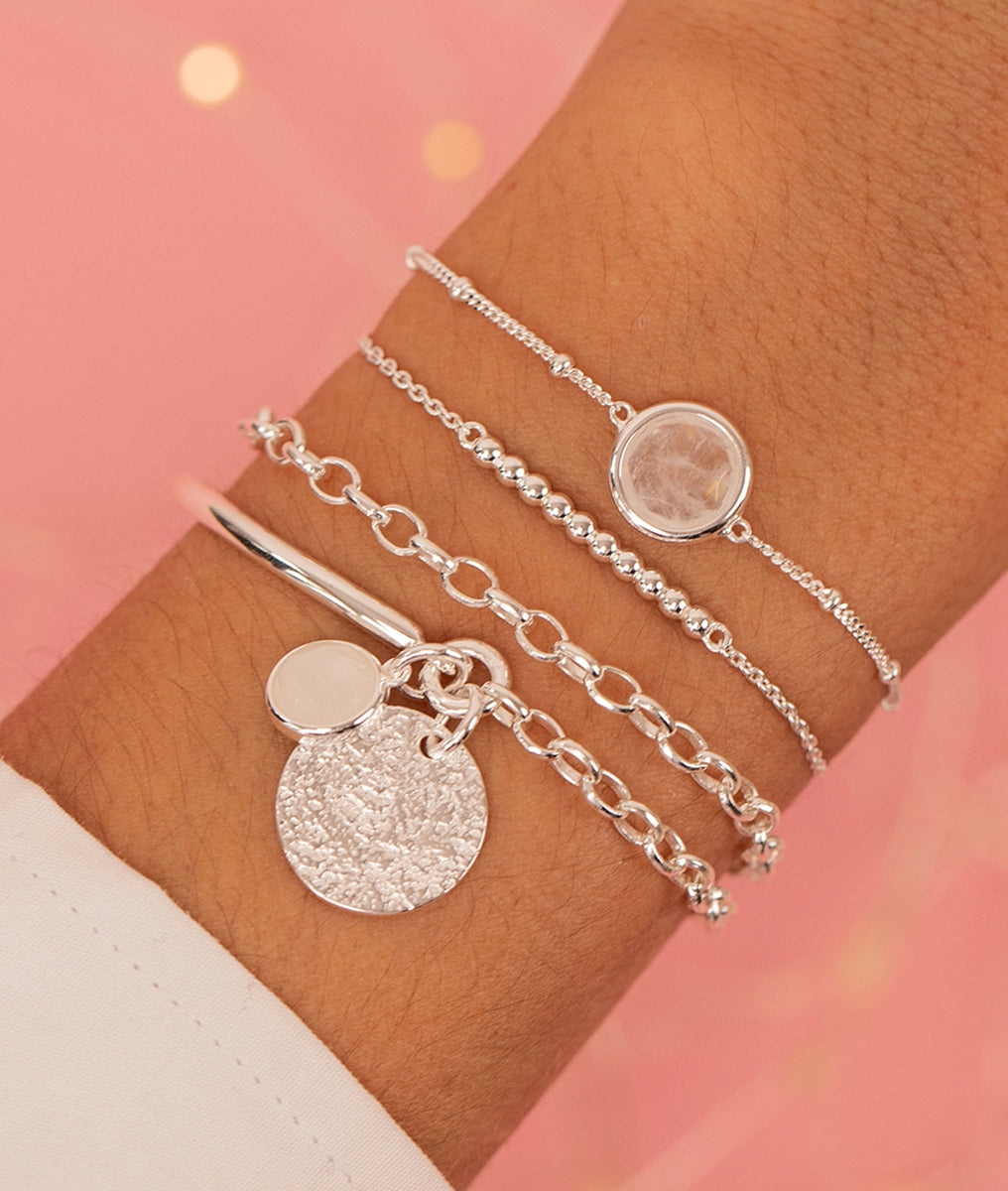 Trio pierre de lune texturé Argent 925 - 1